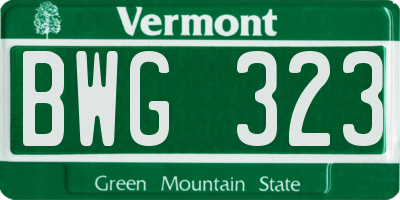 VT license plate BWG323
