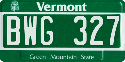 VT license plate BWG327