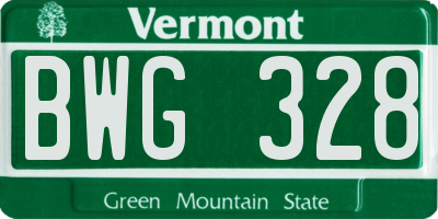 VT license plate BWG328