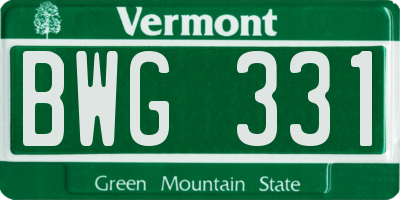 VT license plate BWG331