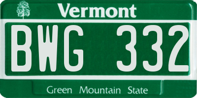 VT license plate BWG332
