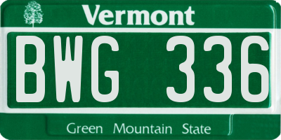 VT license plate BWG336