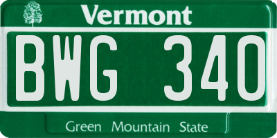 VT license plate BWG340