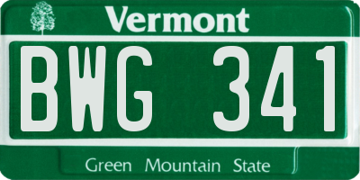 VT license plate BWG341