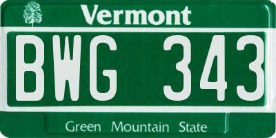 VT license plate BWG343