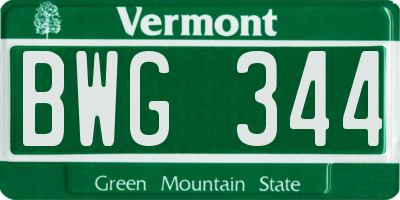 VT license plate BWG344