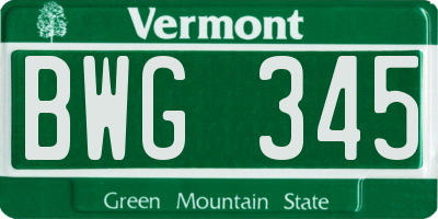 VT license plate BWG345