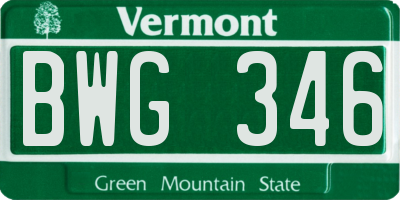 VT license plate BWG346