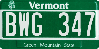 VT license plate BWG347