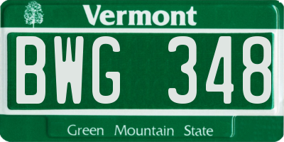 VT license plate BWG348