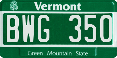 VT license plate BWG350
