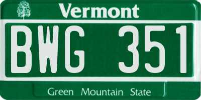 VT license plate BWG351
