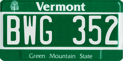VT license plate BWG352