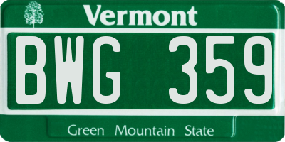 VT license plate BWG359