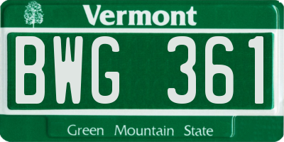 VT license plate BWG361