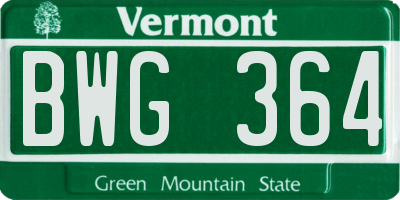 VT license plate BWG364