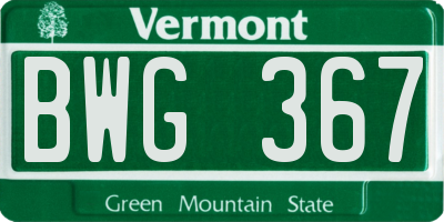 VT license plate BWG367