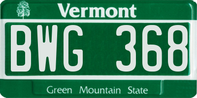 VT license plate BWG368