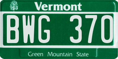 VT license plate BWG370