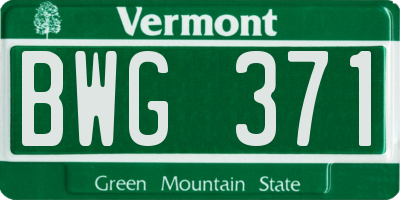 VT license plate BWG371