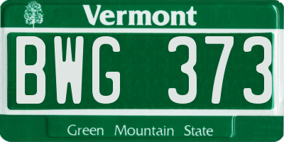 VT license plate BWG373