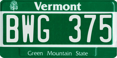 VT license plate BWG375