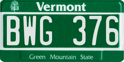VT license plate BWG376