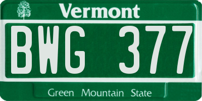VT license plate BWG377