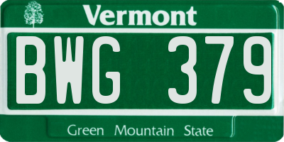 VT license plate BWG379