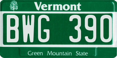 VT license plate BWG390