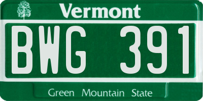 VT license plate BWG391
