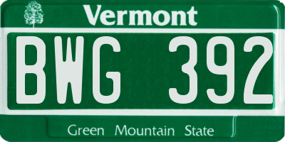 VT license plate BWG392