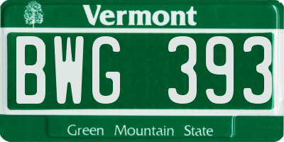 VT license plate BWG393