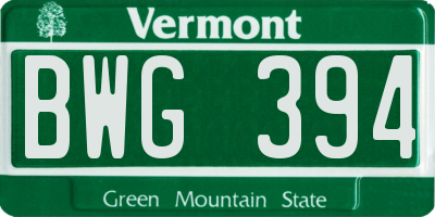 VT license plate BWG394