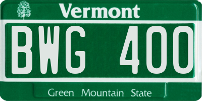 VT license plate BWG400