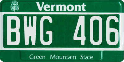 VT license plate BWG406