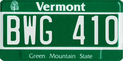 VT license plate BWG410