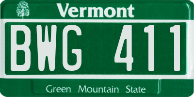 VT license plate BWG411