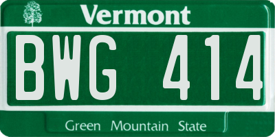 VT license plate BWG414