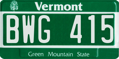 VT license plate BWG415