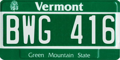 VT license plate BWG416