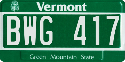 VT license plate BWG417