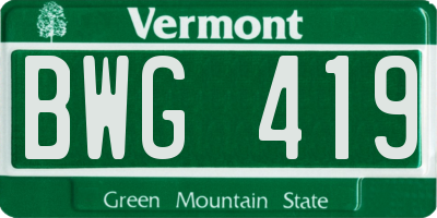 VT license plate BWG419
