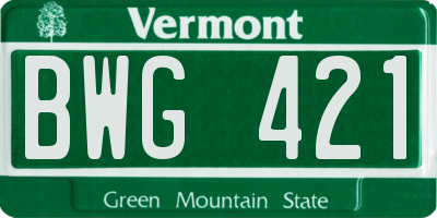 VT license plate BWG421