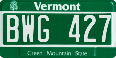 VT license plate BWG427