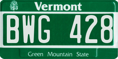 VT license plate BWG428