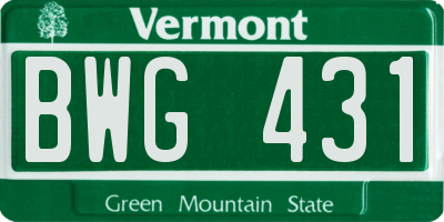 VT license plate BWG431