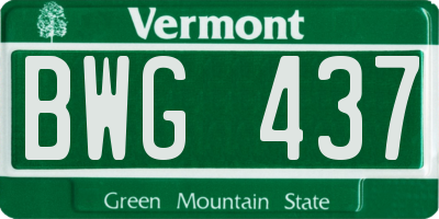 VT license plate BWG437