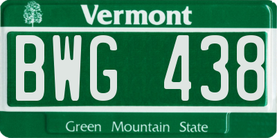 VT license plate BWG438