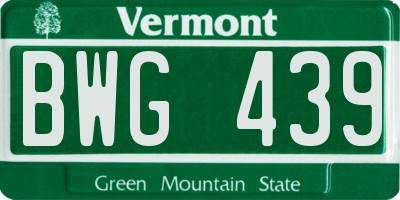 VT license plate BWG439
